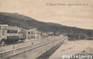 S. Mauro Torinese - Nuovo Piazzale sul Po in una cartolina viaggiata il 27 agosto 1934